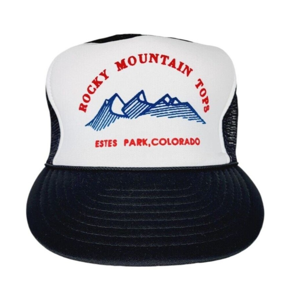 Vintage 80s Otto "Rocky Mountain Tops" Mesh Foam Snapback Trucker Dad Hat NOS